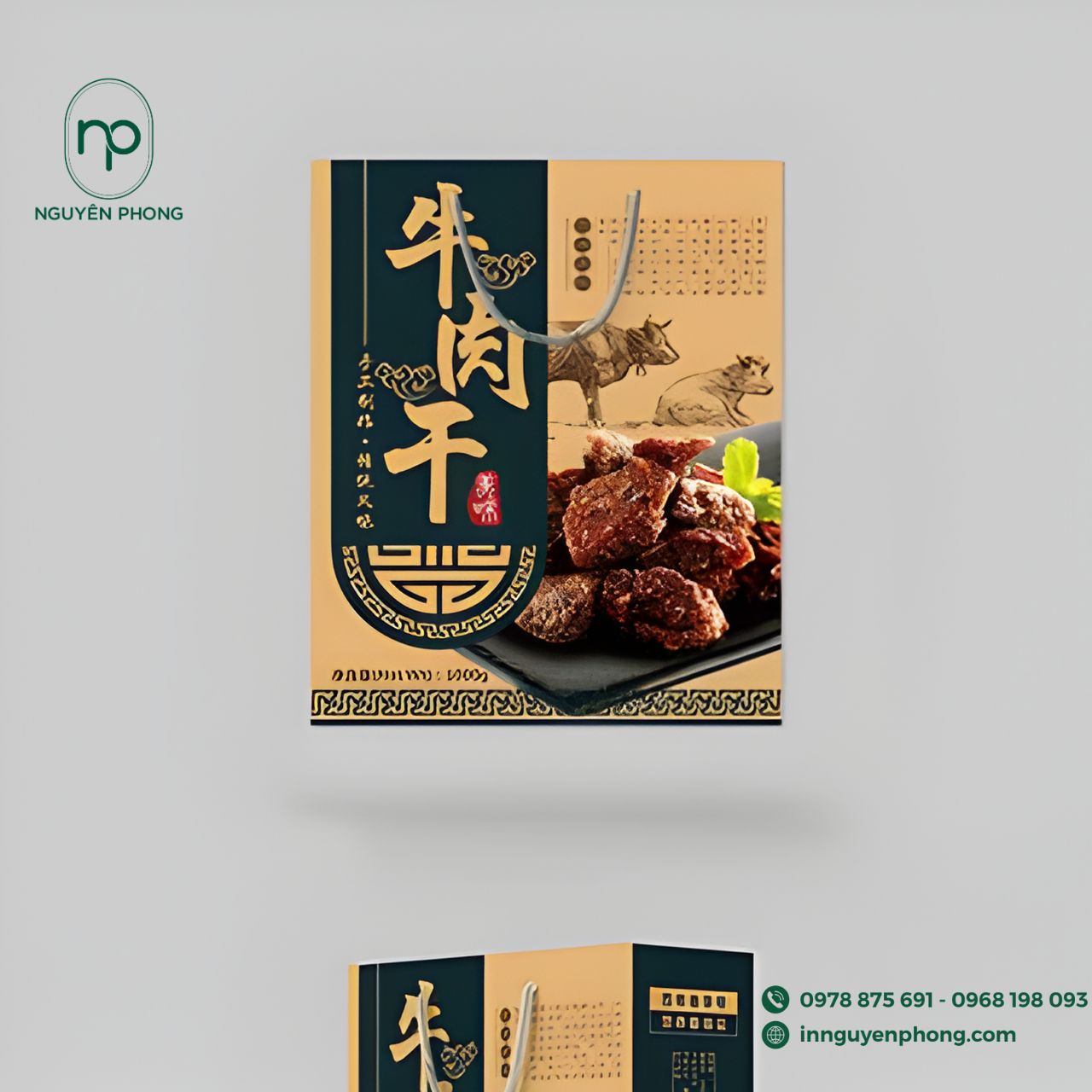 Túi giấy đựng bò khô làm quà tặng – dịp lễ, Tết, tri ân khách hàng
